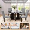 5 Piece Round Dining Table Set, Modern Dining Table And 4 Upholstered Chairs For Dining Room, Kitchen Room, Living Room - Gray / Black - Image 7