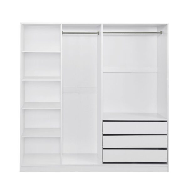 Doorless Storage Wardrobe For Dedroom With Shelves And 3 Drawers - White