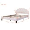 Queen Size Upholstered Platform Bed With Flower Pattern Headboard - Beige - Image 12