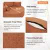 360° Swivel Chair Accent Barrel Chair Swivel Round Sofa Chair With 3 Removable Pillows For Living Room, Office And Hotel - Orange Red - Image 6
