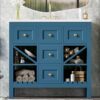 Bathroom Vanity With Resin Sink Combo, Frame Bathroom Storage Cabinet, Freestanding Vanity Set, 5 Drawers & Soft Closing Doors - Blue - Image 25