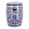Ceramic Garden Stool, Small Side Tabel - White / Blue - Image 2