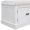 Storage Bench With 4 Doors And Adjustable Shelves, Shoe Bench With Removable Cushion For Living Room, Entryway - White - Image 10