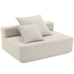 Loveseat Frame For Oversized Modular U Shaped Sectional Floor Couch Convertible Compressed Couch, Spacious Foam Filled Sofa - Beige