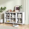 Heavy Duty Metal Modern Sideboard Buffet Cabinet With Storage Premium Steel Storage Cabinet, Adjustable Feet, Glass Doors, Large Capacity Organizer - White - Image 3