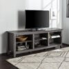 Modern Transitional 3 Shelf Open Storage 70" TV Stand For 80" TVs - Charcoal - Image 5