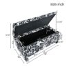 Luxury Storage Ottoman With Floral Patterned Fabric, Soft Close Hinges, Multi Functional Footrest & Seat - Black Floral / White - Image 5