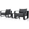 3 Piece Aluminum Frame Patio Furniture With 6.7" Thick Cushion And Coffee Table, All Weather Use Olefin Fabric Outdoor Chair - Gray / Black - Image 11