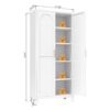 2 Shapely Doors Cabinet, Metal Storage Cabinet With Doors And Adjustable Shelves, For Bedroom, Living Room, Kitchen - White - Image 3