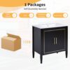 Bathroom Vanity With Ceramic Basin, Soft Close Door, Built-In Hidden Drawer - Black - Image 10