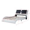 Queen Size Upholstered Platform Bed Frame With LED Lighting, Bluetooth Connection To Play Music Control, Backrest Vibration Massage, Curve Design, Wood Slat Support, No Box Spring Needed - White - Image 12