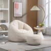 Bedding Bean Bag Sofa Chair High Pressure Foam Bean Bag Chair Adult Material With Padded Foam Padding Compressed Bean Bag With Footrest - Beige - Image 28
