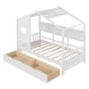 Twin Size House Bed With 2 Drawers, Kids Bed With Storage Shelf - White - Image 5