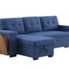 3 Piece Upholstered Sleeper Sofa - Blue - Image 9