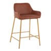 Daniella - Contemporary / Glam Fixed Height Counter Stool (Set of 2) - Gold / Camel - Image 2