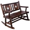 Rustic Outdoor Wood Rocking Bench Double Rocking Chair For 2 Persons With Curved Seat, Porch Rocker - Brown - Image 4