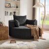 360 Degree Swivel Accent Barrel Chair With Removable Pillows - Black - Image 11