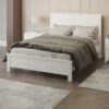 Albany - Full Bed Frame With Headboard, Modern Rustic Design - White - Image 2
