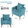 Accent Chair, Boucle Chair, Barrel Chair, Fabric Armchair Club Chair, Upholstered Arm Chair With Solid Wood Legs, Waist Pillow, Padded Single Chair For Living Room / Bedroom / Study / Waiting Room - Teal - Image 3
