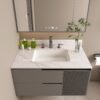 Bianco Carrara Venato Marble Vanity Top With Undermount Sink And Backsplash - White - Image 2
