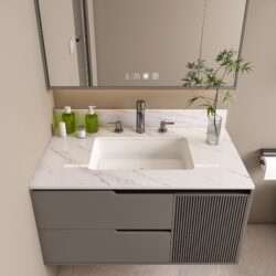 Bianco Carrara Venato Marble Vanity Top With Undermount Sink And Backsplash - White