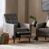 Macedonia - Mid Century Modern Button Tufted Fabric Recliner - Slate - Image 8