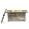 54" Propane Gas Fire Pit Table, 50000 Btu Rectangular Steel Fire Pit With Imitation Wood Grain For Outside Patio Deck Garden Courtyard - Light Beige - Image 9