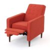 Macedonia - Mid Century Modern Button Tufted Fabric Recliner - Orange - Image 12