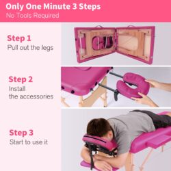 Massage Table Portable Massage Bed Lash Bed & Carrying Case Spa Table Height Adjustable, Salon Bed Face Cradle Bed - Rose