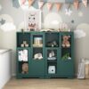 Modern Painted Cabinet With Glass Doors And Drawer - Green - Image 5