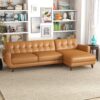Allison - Right Facing Leather Sectional Sofa - Tan - Image 13
