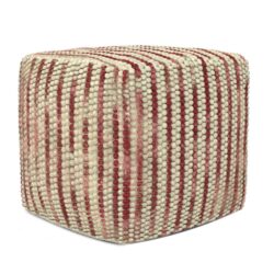 Zoey - Woven Cube Pouf - Maroon