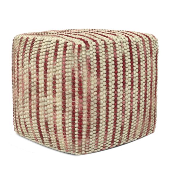 Zoey - Woven Cube Pouf - Maroon