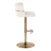 Cinch - Glam / Art Deco Adjustable Barstool With Swivel With Rounded T Footrest (Set of 2) - Gold / Cream - Image 3