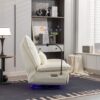 270 Swivel Glider Recliner Chair, Power Recliner Rocking Chair, USB Port Charge For Nursery Chair With Atmosphere Lamp For Living Room Bedroom Apartment - White - Image 7