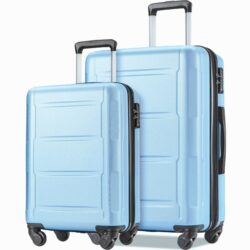 Expanable Spinner Wheel 2 Piece Luggage Set ABS Lightweight Suitcase With Tsa Lock 20" / 28" - Light Blue