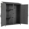Outdoor Storage Shed With Lockable Door, Wooden Tool Storage Shed With Detachable Shelves & Pitch Roof - Gray - Image 15