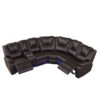 Modern Faux Leather Manual Reclining With Center Console And LED Light Strip, Living Room Furniture Set, Symmetrical Couch With 2 Cup Holders And Storage For Living Room - Brown - Image 13