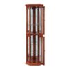 Corner Curio Cabinet With Lights, Adjustable Tempered Glass Shelves, Mirrored Back, Display Cabinet (E26 Light Bulb Not Included) - Light Walnut - Image 6