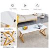 Modern Marble Pattern Coffee Table With Metal Legs, Sintered Stone Surface - White / Gold - Image 13