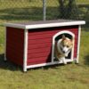 Medium Wooden Outdoor Dog House, Waterproof Roof, Elevated Floor, Adjustable Plastic Feet - Red - Image 6