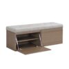 Shoe Storage Bench Entryway Shoe Cabinet Storage Ottoman With Padded Seat Cushion And Double Doors For Entryway, Hallway And Bedroom - Light Gray - Image 16