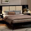 Queen Size Bed Frame With 2 Nightstands Elegant Design With Lamps - Black - Image 15