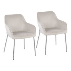 Daniella - Contemporary Dining Chair (Set of 2) - Cream / Chrome