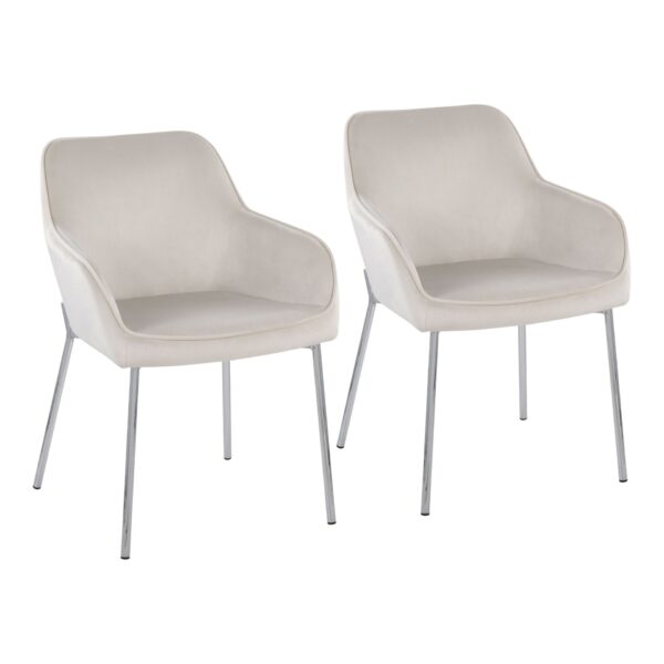 Daniella - Contemporary Dining Chair (Set of 2) - Cream / Chrome