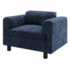 Modern Oversized Armchair Comfy Accent Chair Single Sofa For Living Room Bedroom Office Apartment, Woven Velvet Fabric - Blue - Image 9