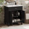 Bathroom Vanity With Ceramic Basin, Soft Close Door And Adjustable Shelves - Black - Image 3
