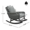 Contemporary Minimalist Wicker Rocking Chair & Soft Polyester Cushions And Durable Wooden Frame (Set of 2) - Gray - Image 3
