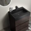 Alice - 24" Bathroom Vanity With Sink, Large Storage Freestanding Bathroom Vanity For Modern Bathroom, One-Piece Sink Basin Without Drain And Faucet - Walnut / Black - Image 3
