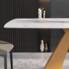 Modern Artificial Stone Curved Metal Leg Dining Table, Can Accommodate 6-8 People - White / Gold - Image 6